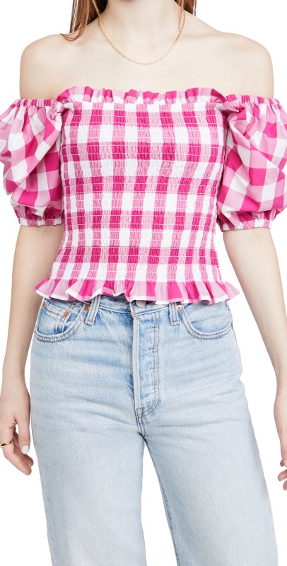 KITRI Carmilla Gingham Top Pink Gingham
