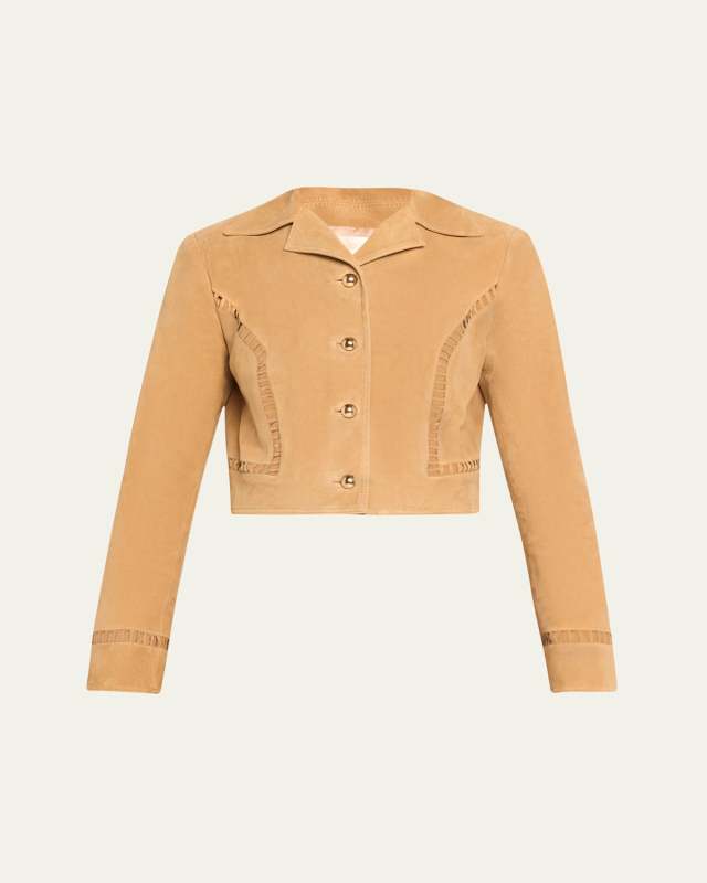 Willie Ladder-Stitch Cropped Leather Jacket