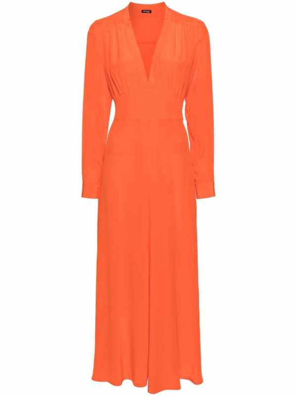 V-neck silk midi dress