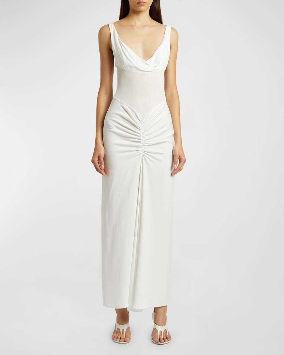 Fusion Fold Cowl-Neck Sleeveless Maxi Tank Dress