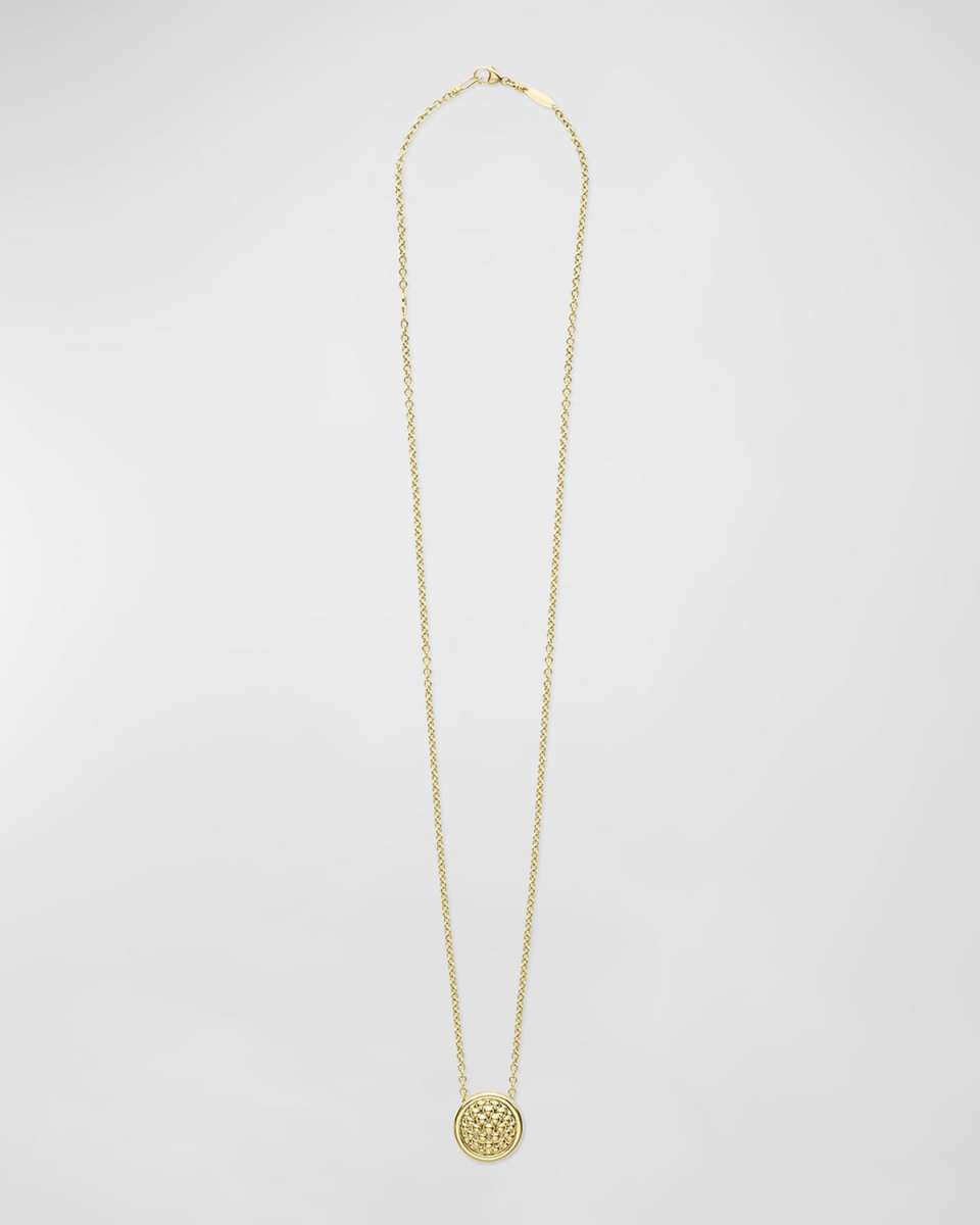 18K Gold Meridian Circle Pendant Necklace
