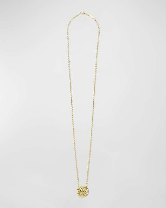 18K Gold Meridian Circle Pendant Necklace