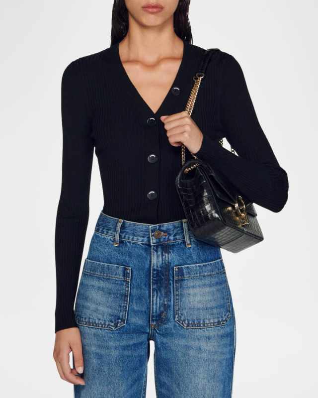 Gabrielle V-Neck Ribbed Cardigan