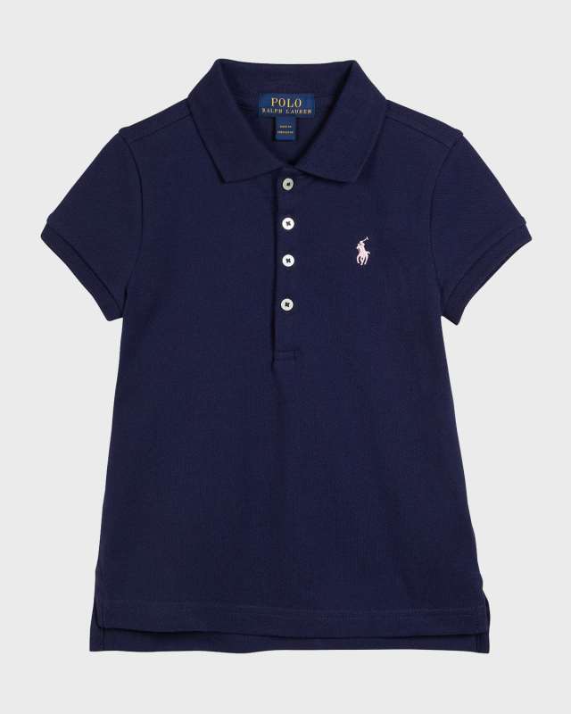 Girl's Logo Embroidered Short-Sleeve Polo Shirt, Size 2-6X