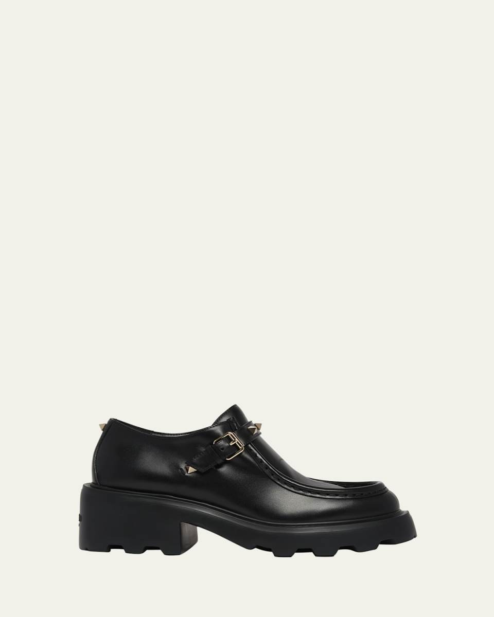 Rockstud Buckle Lug-Sole Loafers