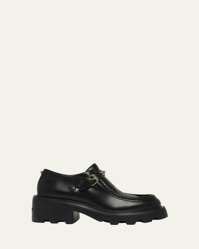 Rockstud Buckle Lug-Sole Loafers