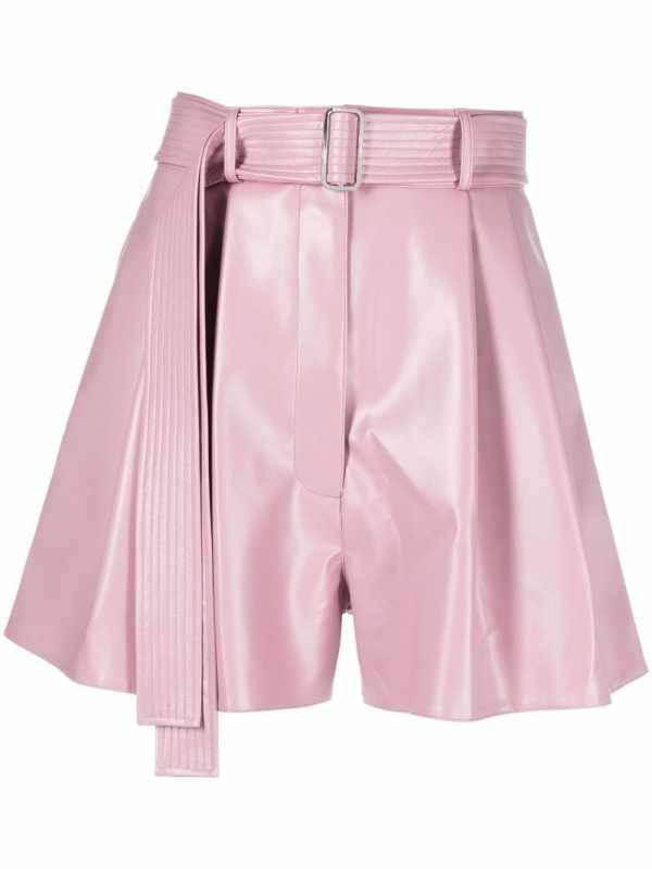high-waisted belted shorts