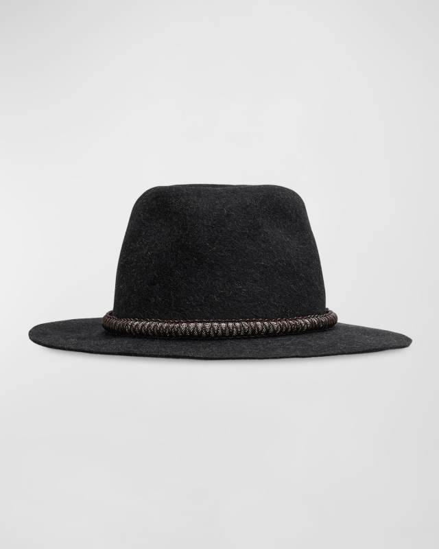 Large Felt Hat with Monili Tr