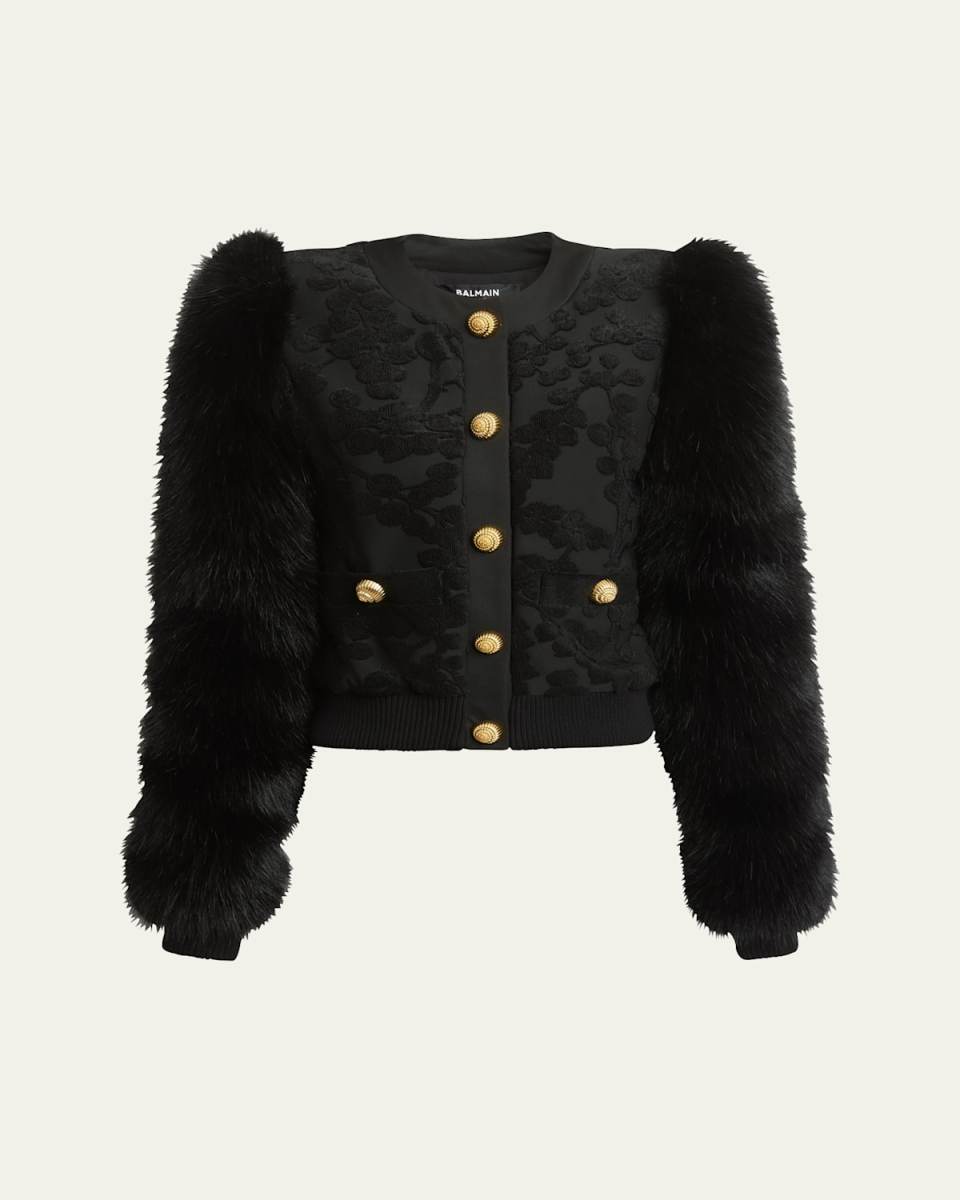Floral Faux Fur Bomber Jacket