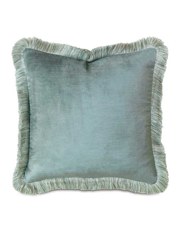 Central Park Fringed Velvet Pillow, 18"Sq.