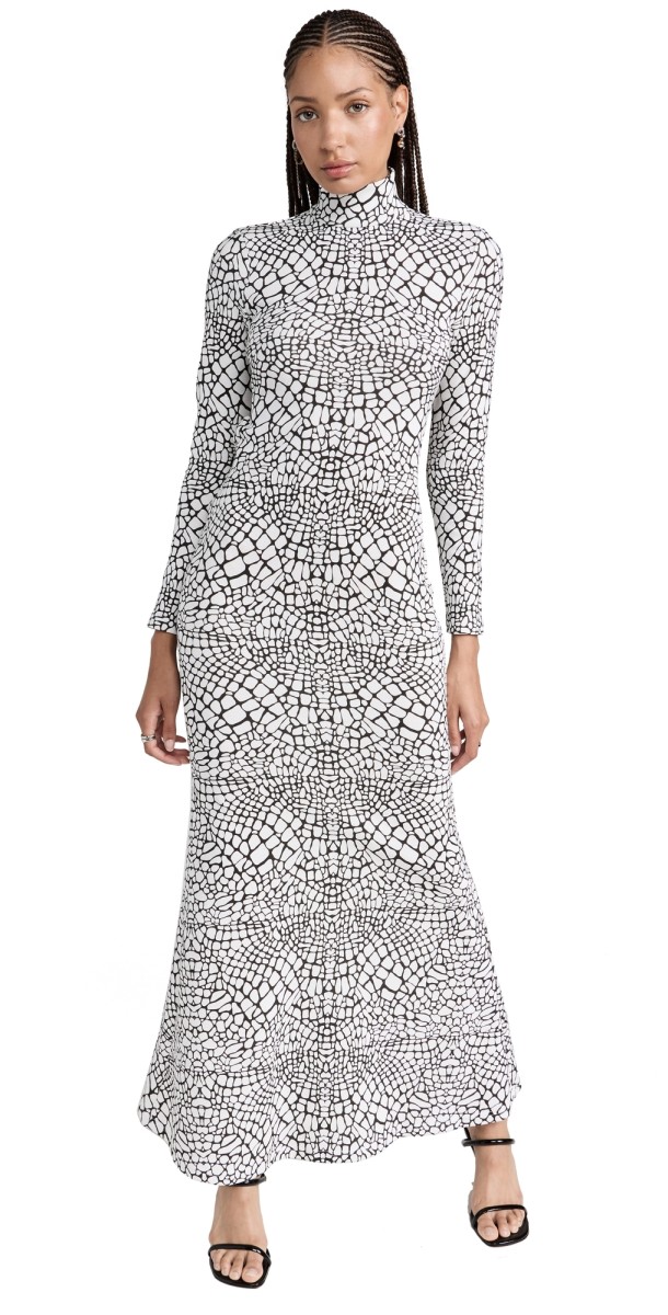 Victor Glemaud Long Sleeve Gown with Open Lower Back Reptile