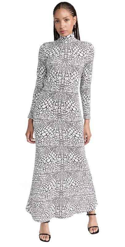 Victor Glemaud Long Sleeve Gown with Open Lower Back Reptile
