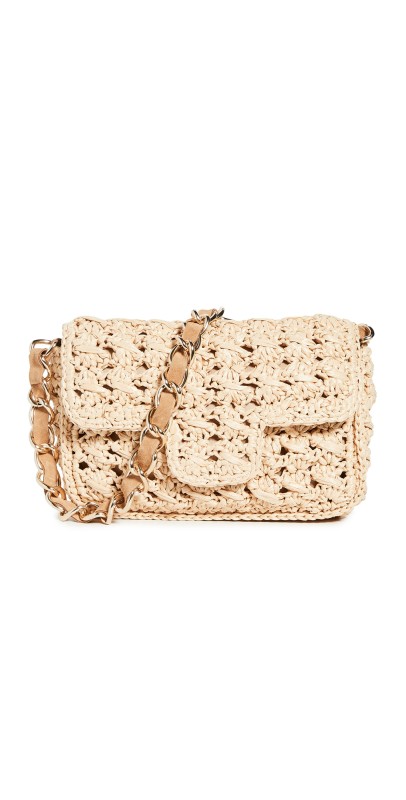 Caterina Bertini Woven Shoulder Bag Beig
