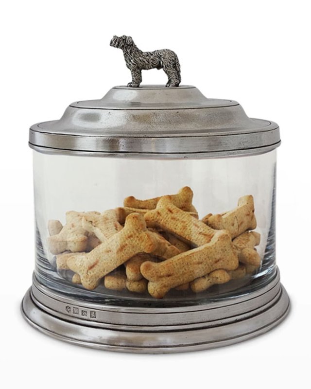 Glass Cookie Jar with Dog Finial