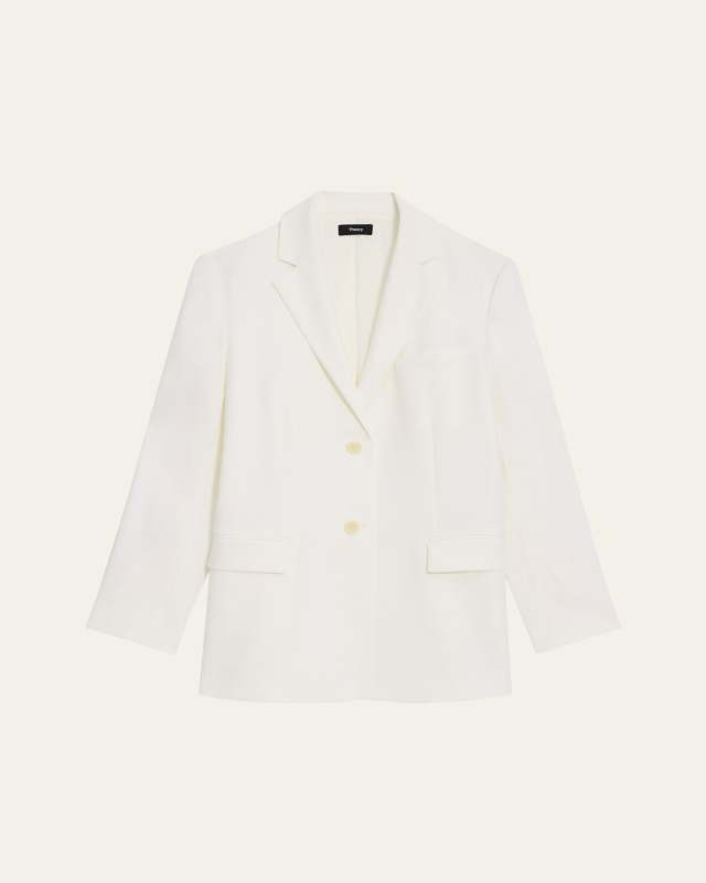 Oversized Stretch Linen Single-Breasted Blazer