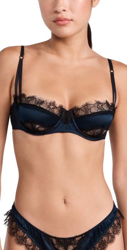 Kiki De Montparnasse Lace Inset Balconette Bra French Navy