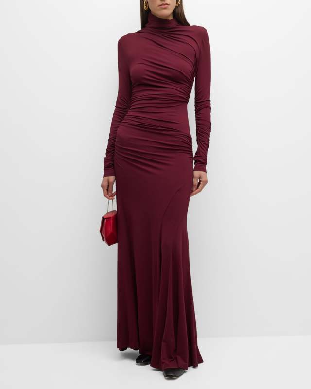Africa Stretch Turtleneck Maxi Dress
