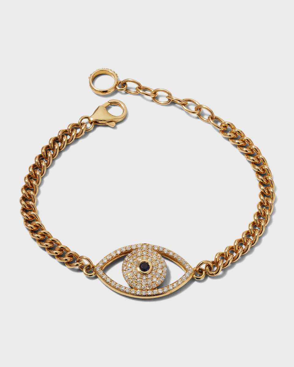 5mm 14k Diamond Evil Eye Chain Bracelet