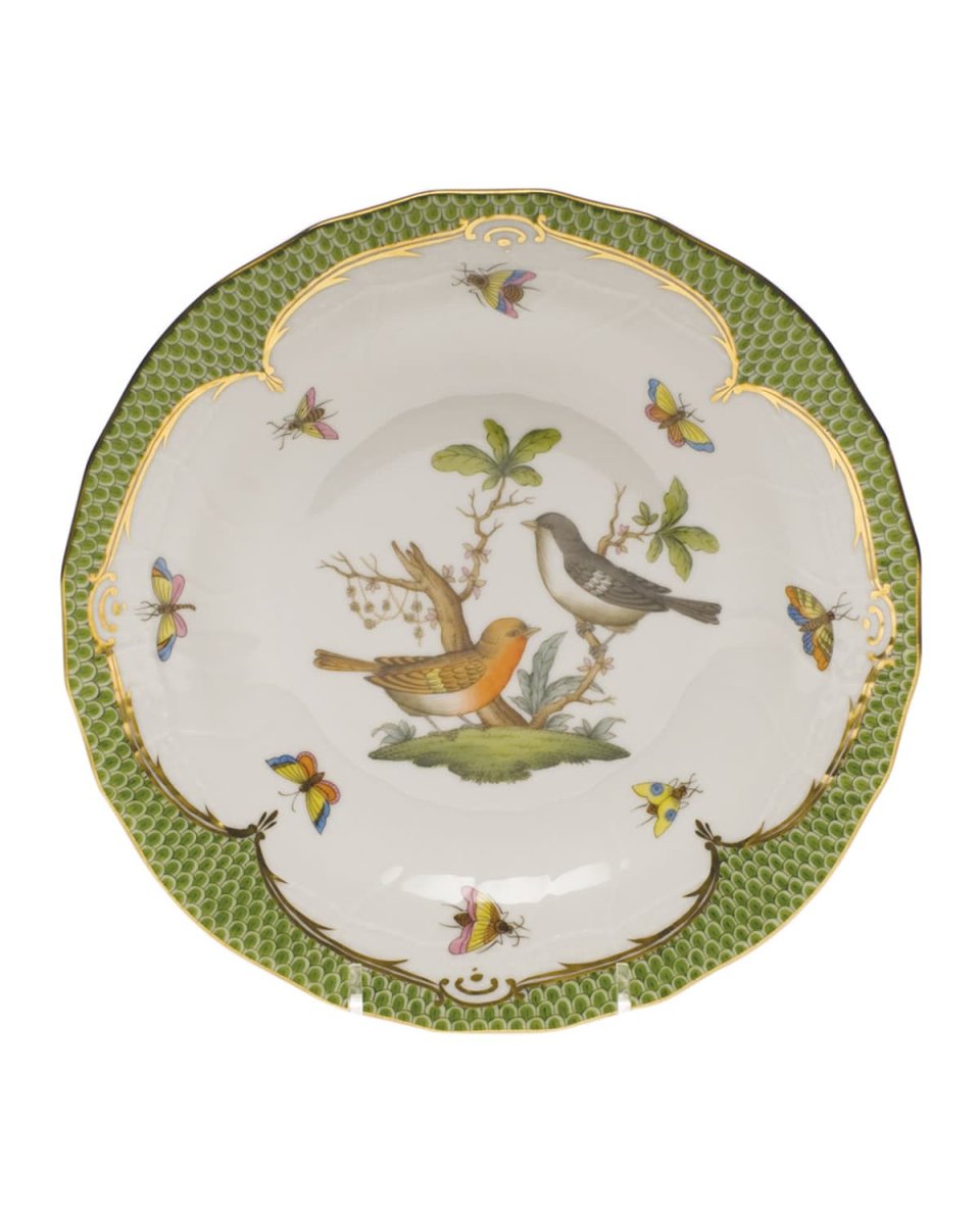 Rothschild Bird Green Motif 05 Dessert Plate