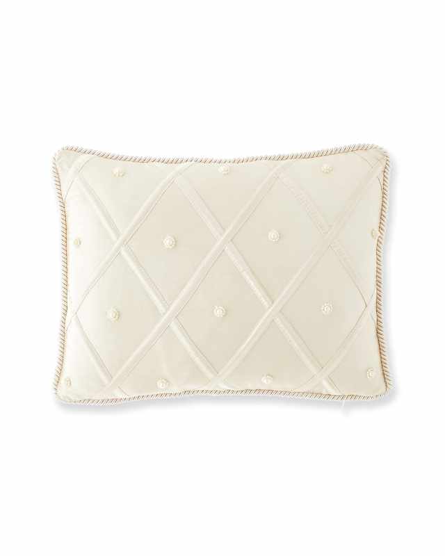 Lattice Cord-Trimmed Pillow, 12" x 16"