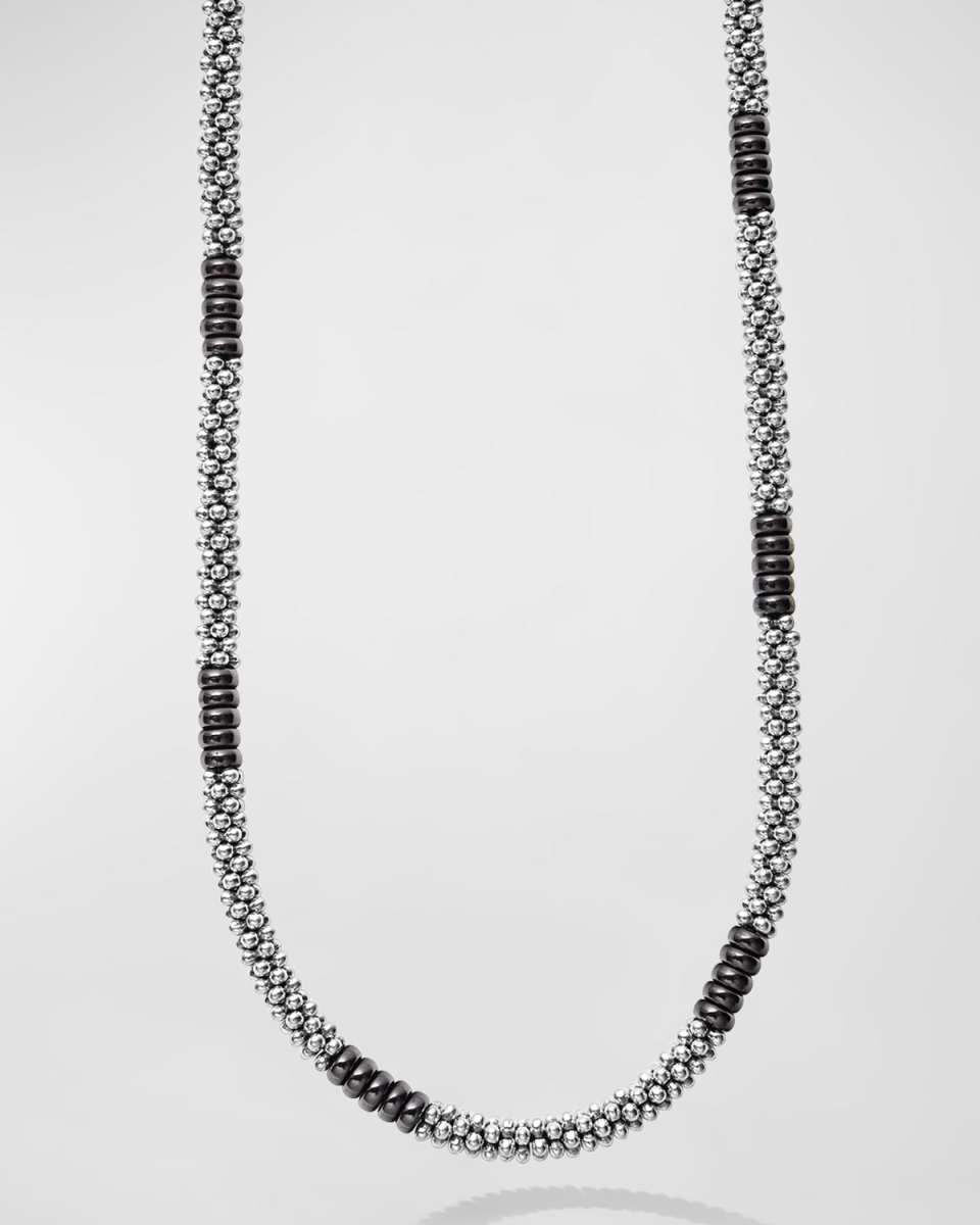 Sterling Silver Black Caviar Beaded Necklace