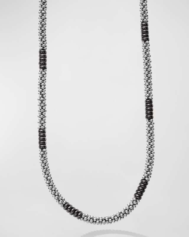 Sterling Silver Black Caviar Beaded Necklace