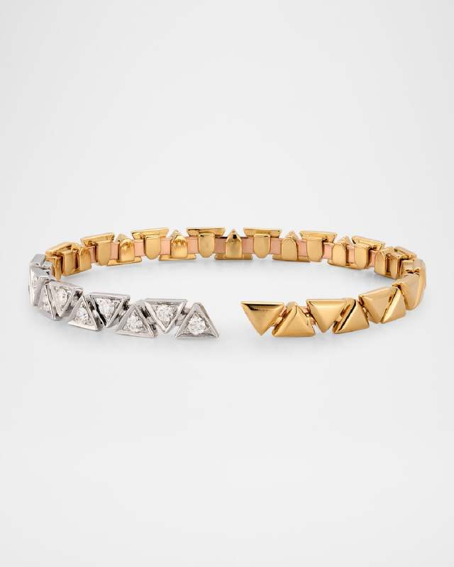 18K Gold Triangle Bangle Bracelet with Diamonds