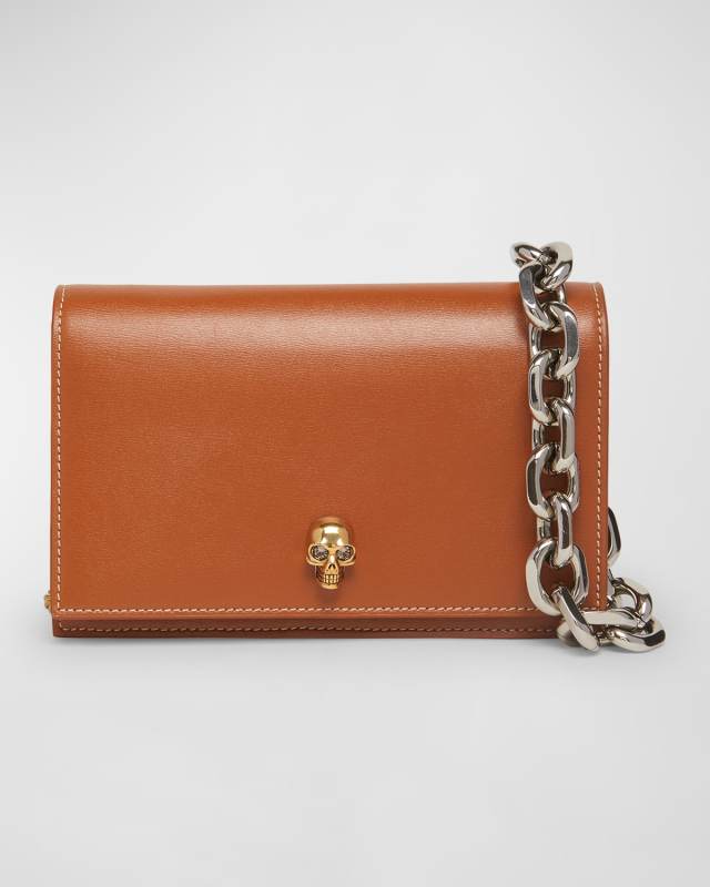 Small Skull Leather Crossbody Bag