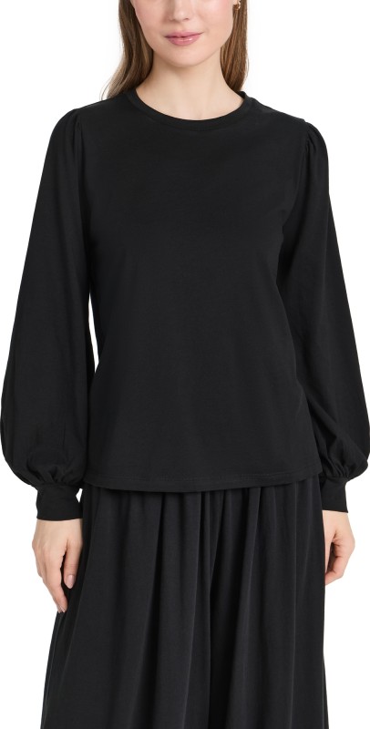 Lunya Pima Crew Neck Long Sleeve Immersed Black