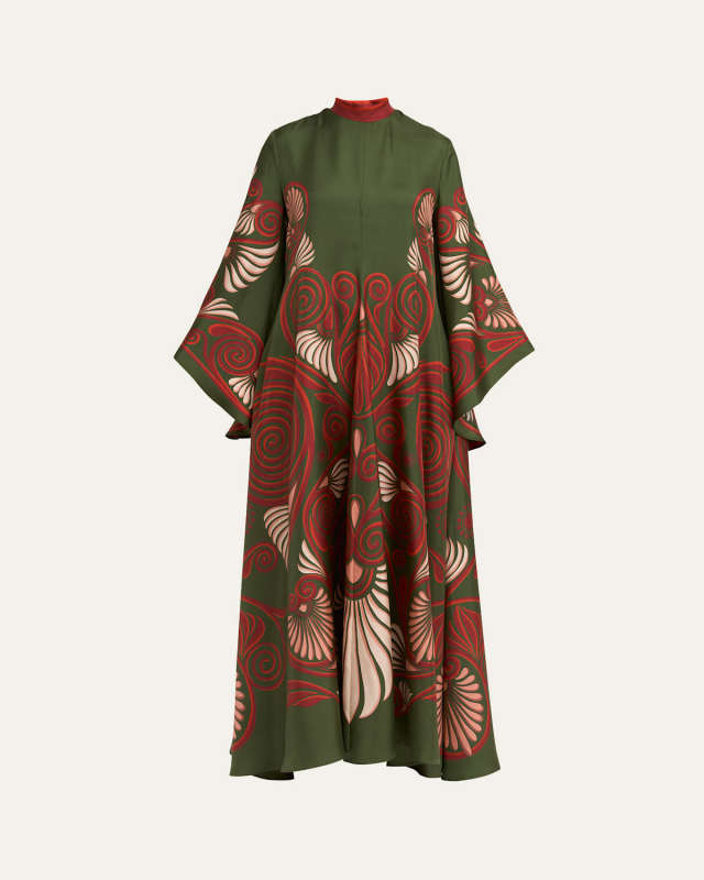 Magnifico Neck-Sash Placee Silk Dress