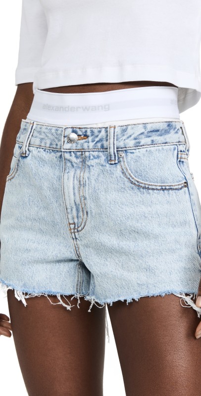 Denim x Alexander Wang High Rise Shorts Pebble Bleach