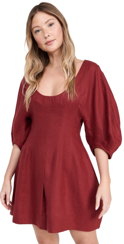 FAITHFULL THE BRAND Raynara Mini Dress Wine