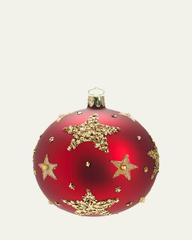 Matte Glitter Star Ball Christmas Ornament