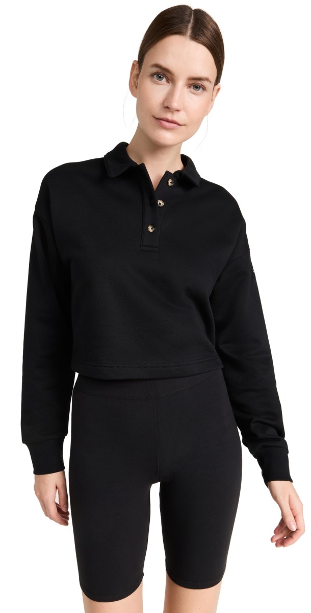 Alo Yoga Polo Henley Pullover Black