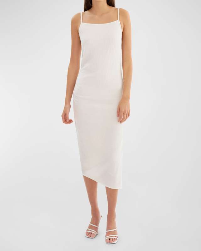 Macaria Asymmetric Cotton Knit Midi Dress