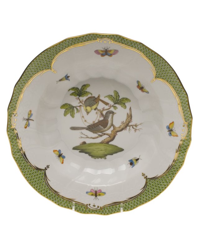 Rothschild Bird Green Motif 01 Rim Soup Bowl