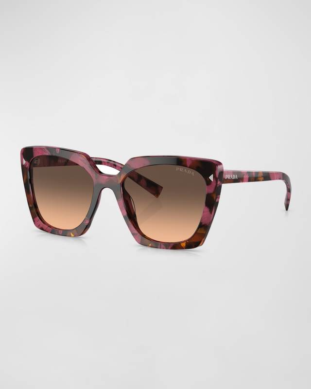 Patterned Acetate & Plastic Square Sunglasses