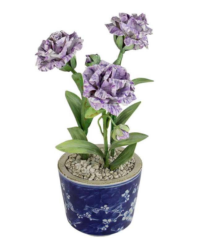 Carnation January Birth Flower in Ceramic Pot