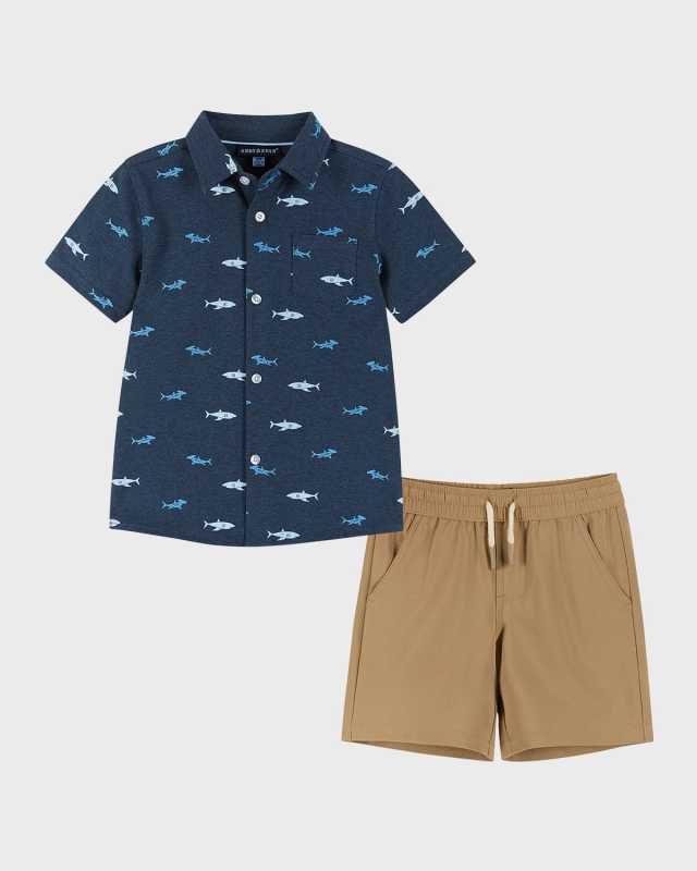 Boy's Polo Shirt & Shorts Set, Size 2T-8
