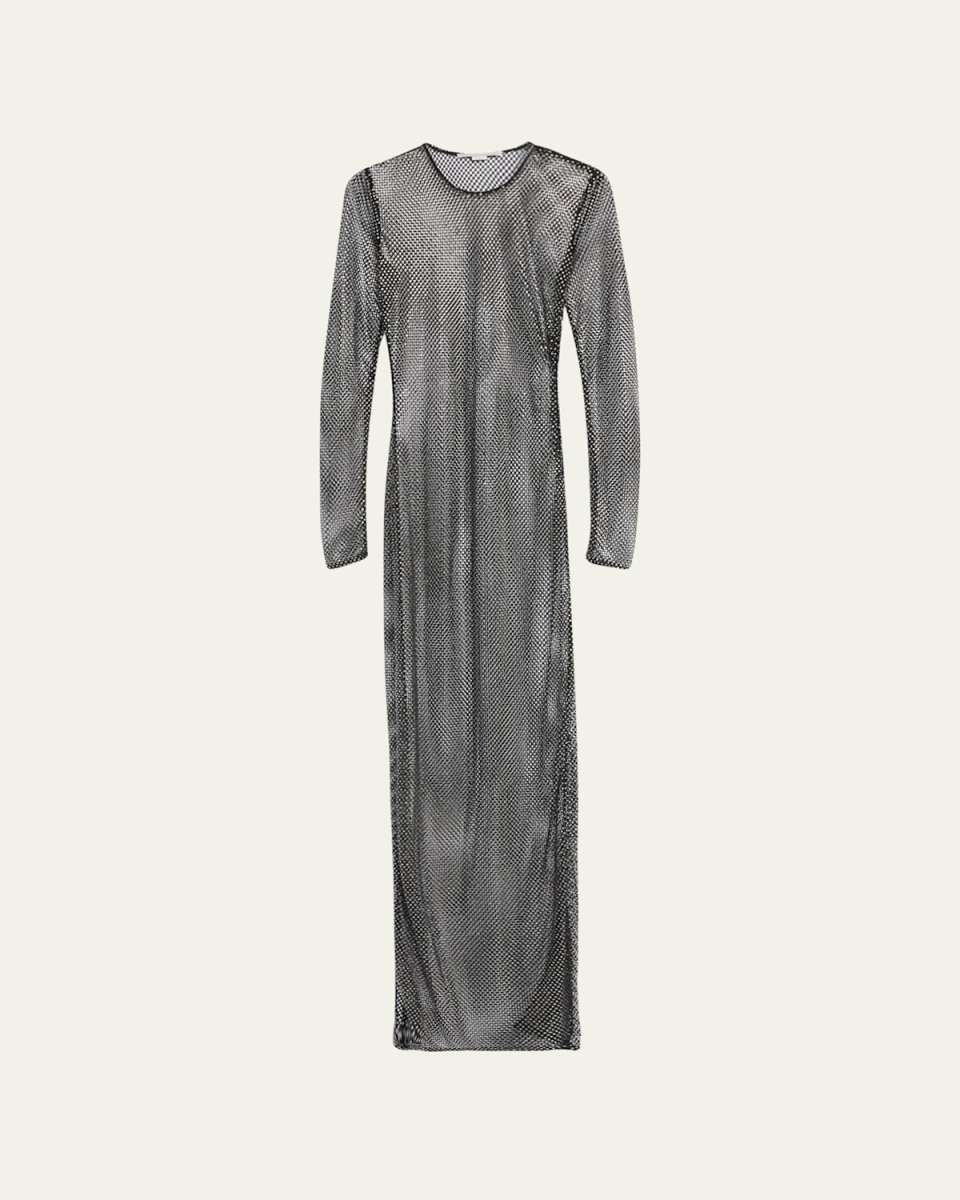 Netted Column Gown with Crystal Embellishment