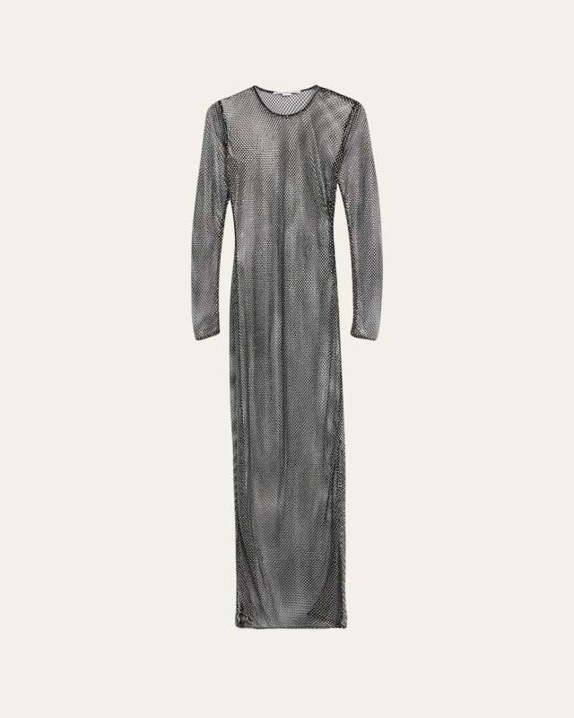 Netted Column Gown with Crystal Embellishment
