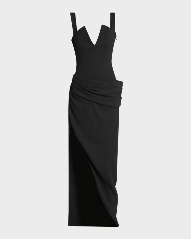 Draped Sleeveless Slit Gown