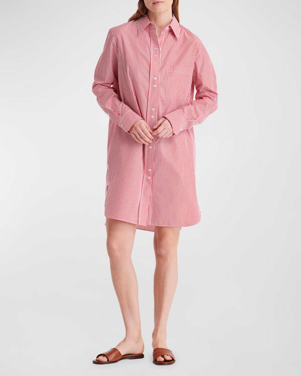 Ma House Short Cotton Stripe Button-Front Dress