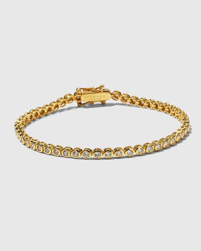 18k Yellow Gold Diamond Mini Bezel Tennis Bracelet
