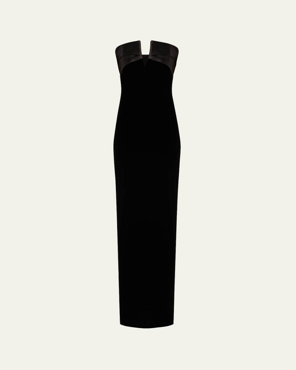 Strapless Velvet Column Gown