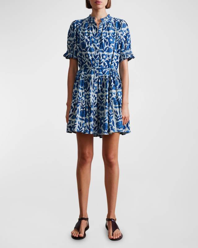 Las Alturas Tiered Floral-Print Mini Dress