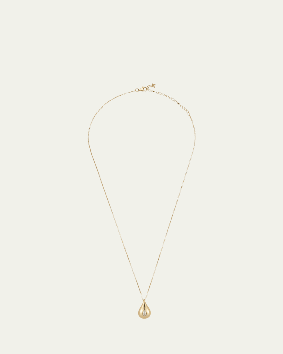 14K Diamond Water Droplet Necklac