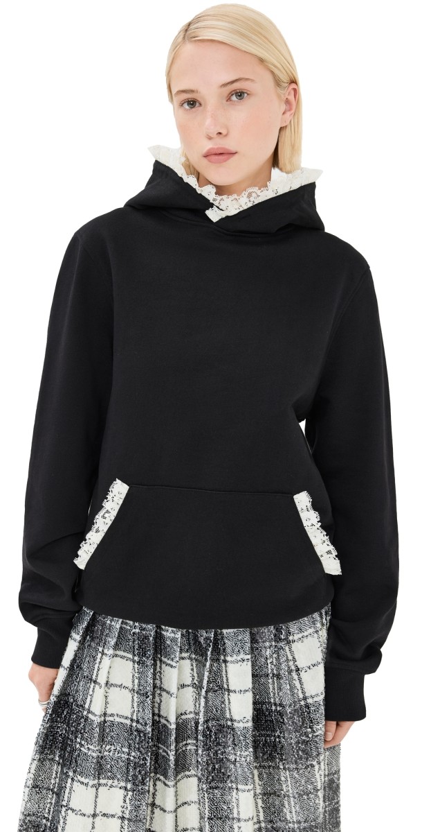 Tanner Fletcher Becky Lace Trim Hoodie Black