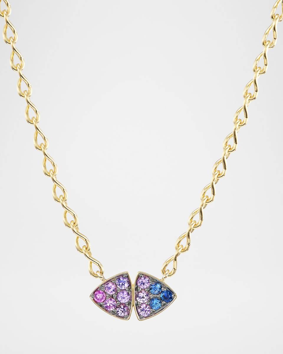 Candy Sky 18K Yellow Gold Multi-Color Sapphire Necklace, 16"
