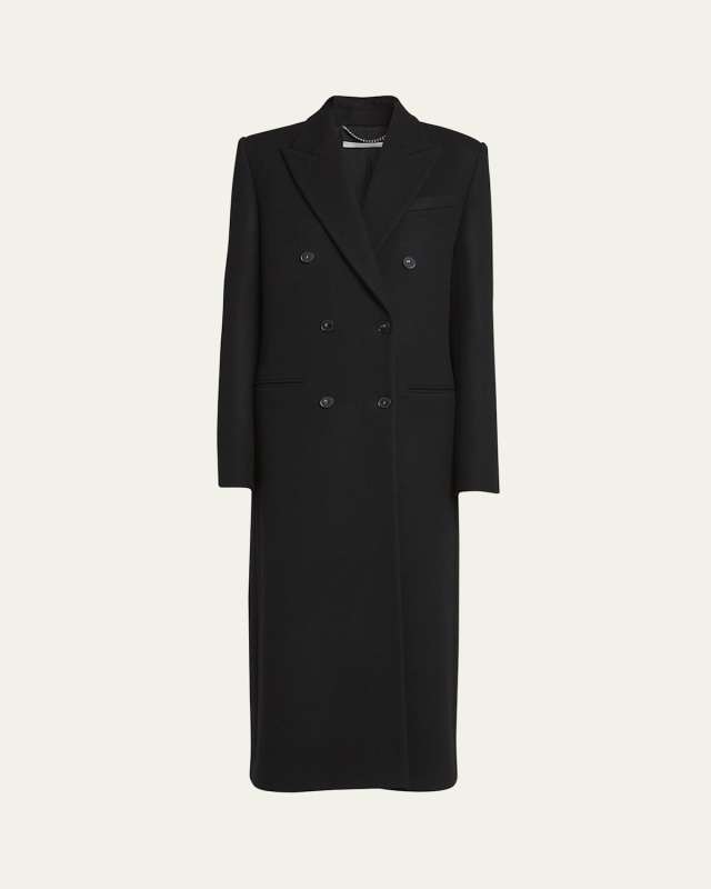 Long Double Breasted Wool Overcoat